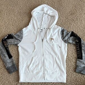 PINK Victoria's Secret White Zip-Up Hoodie